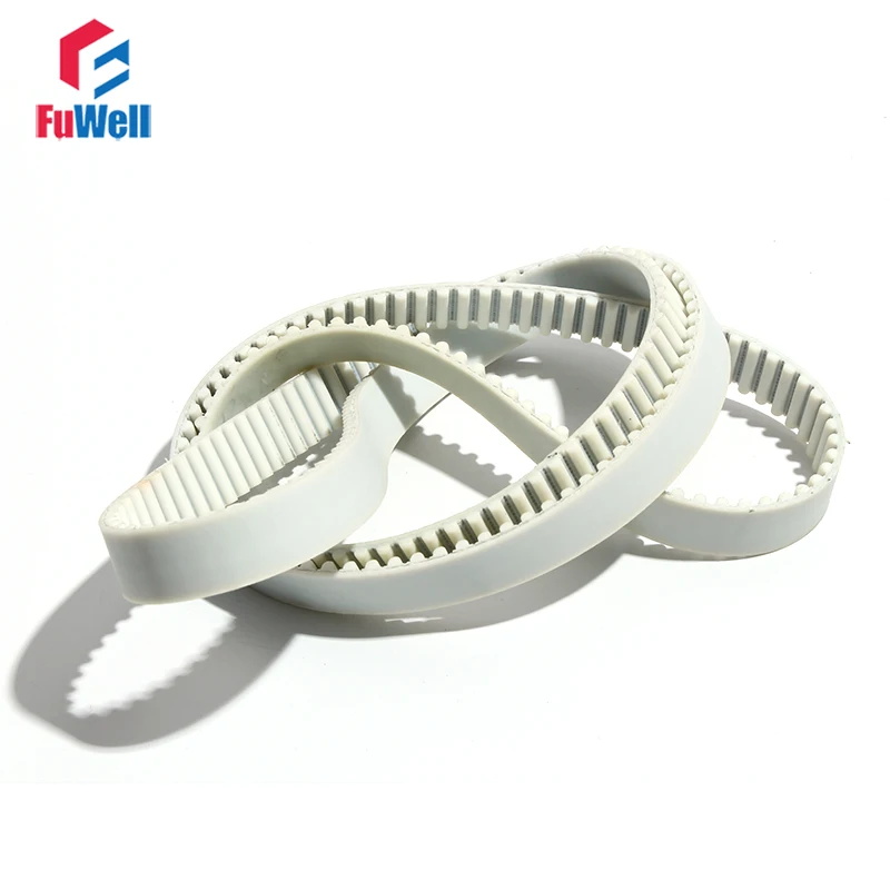 

HTD5M Timing Pulley Belt PU Transmission Belt 15/20/25/30mm Width 1315/1320/1350/1370mm Closed Loop White Polyurethane Gear Belt