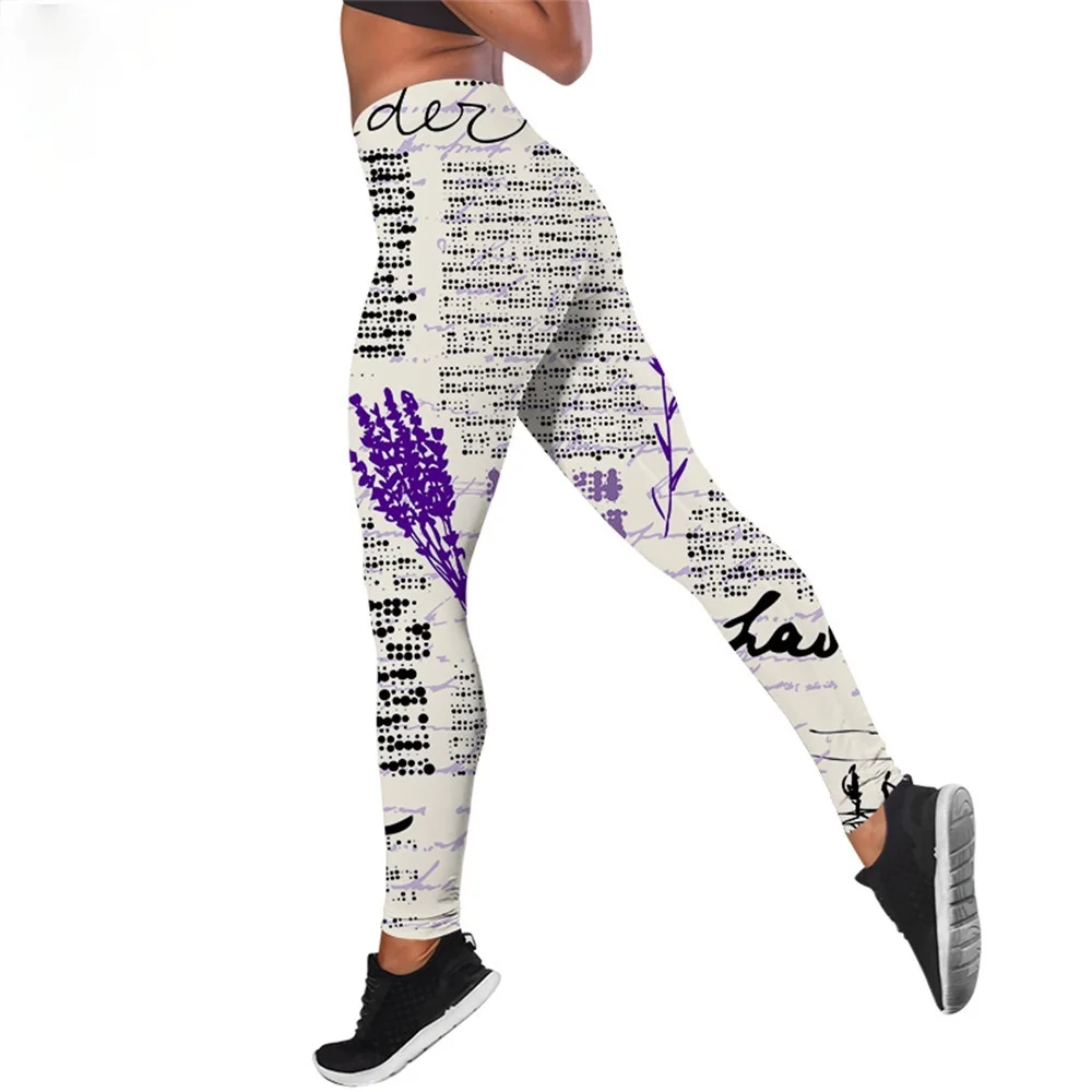 

CLOOCL Women Leggings Vintage Newspaper Print High Waist Elasticity Legging 3D Casual Female for Outdoor Fitness Jogging Pants