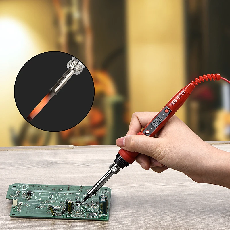 JCD 80W elektrikli havya 110V 220V sıcaklık ayarlanabilir LCD kaynak lehim demir kiti ev tamir havya araçları