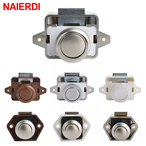 NAIERDI 10PCS Camper Car Push Lock Diameter RV Caravan Boat Motor Home Cabinet Drawer Latch Button Locks Furniture Hardware