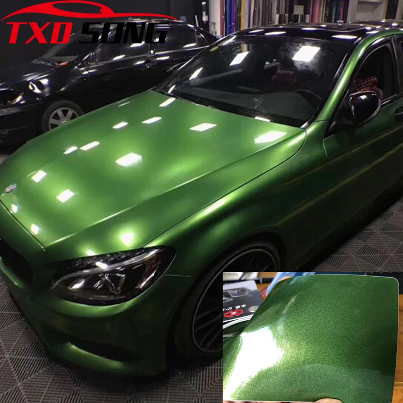 10/20/30/40/50/60x152CM Gloss mamba green metallic sticker High glossy metal mamba green vinyl sticker for car wrapping