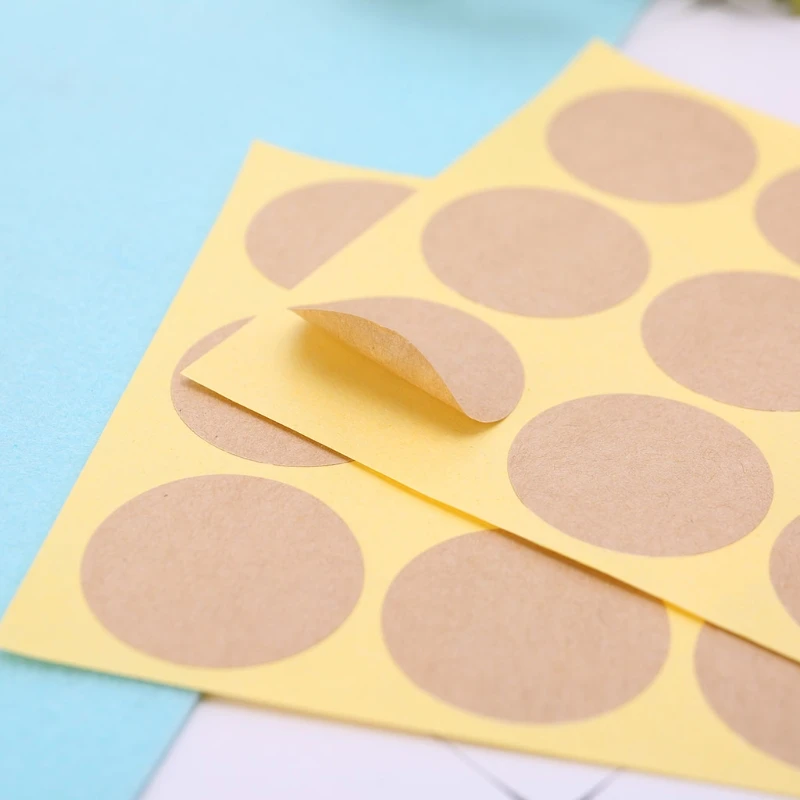 10 Sheets (120pcs) Blank Round Craft Packaging Seals Kraft Sealing Sticker Label Paper DIY