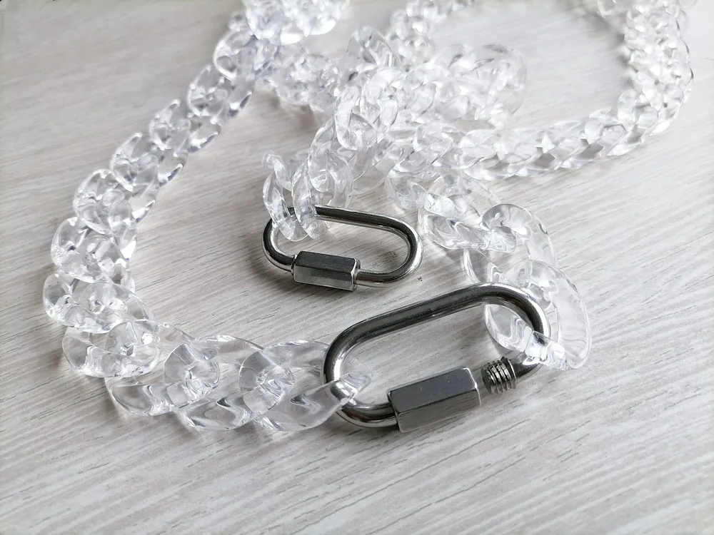 FishSheep Clear Acrylic Chain Necklace for Men Women Rock Punk Resin Transparent Cuban Choker Padlock Necklace 2025 y2k Jewelry