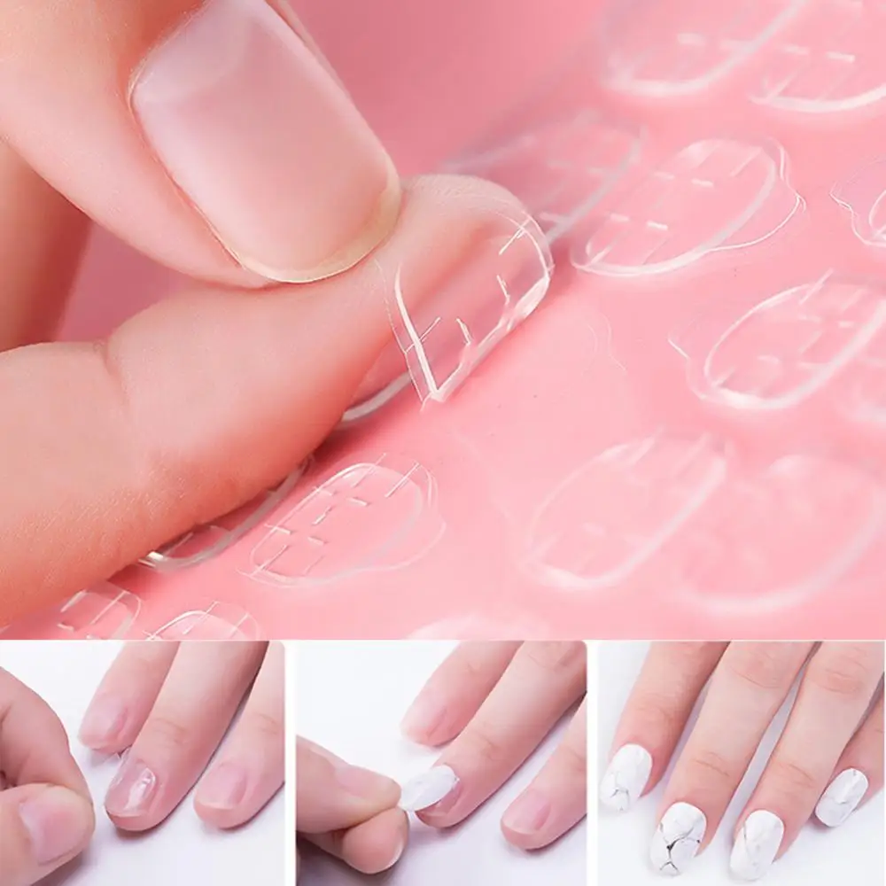 120 Stks/doos Clear Transparante Naadloze Nep Nagels Volledige Dekking Valse Nagels Tips Korte T-Vormige Water Drop Volledige Sticker voor Nagels