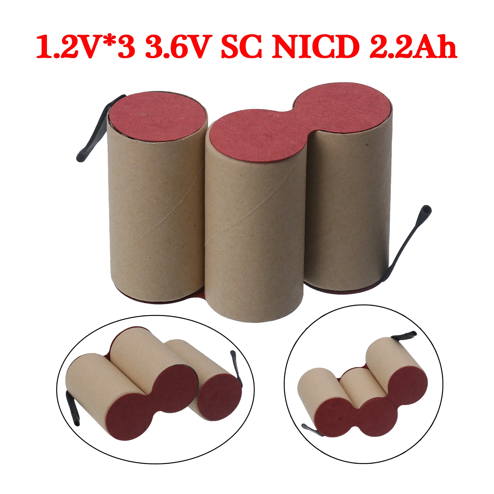 1.2V SC NI-CD battery For self-installatio Screwdrivers Electric Drills Power Tools 1.2V*3 3.6V 2200mAh Sub C SC NI-CD Batteries