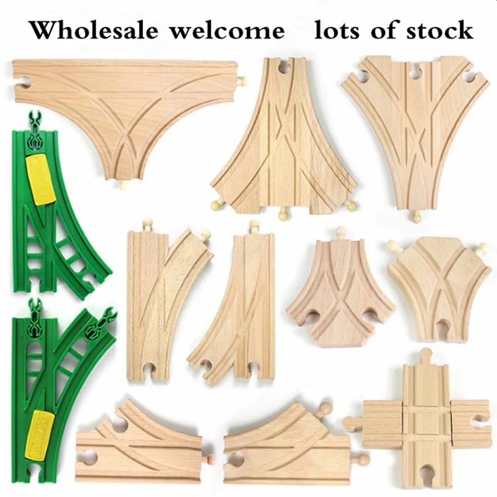 Wooden Track Parts Beech Wood Railway Train Track Accessories Fit for Thomas Biro Wooden Tracks Toys for Children Gifts