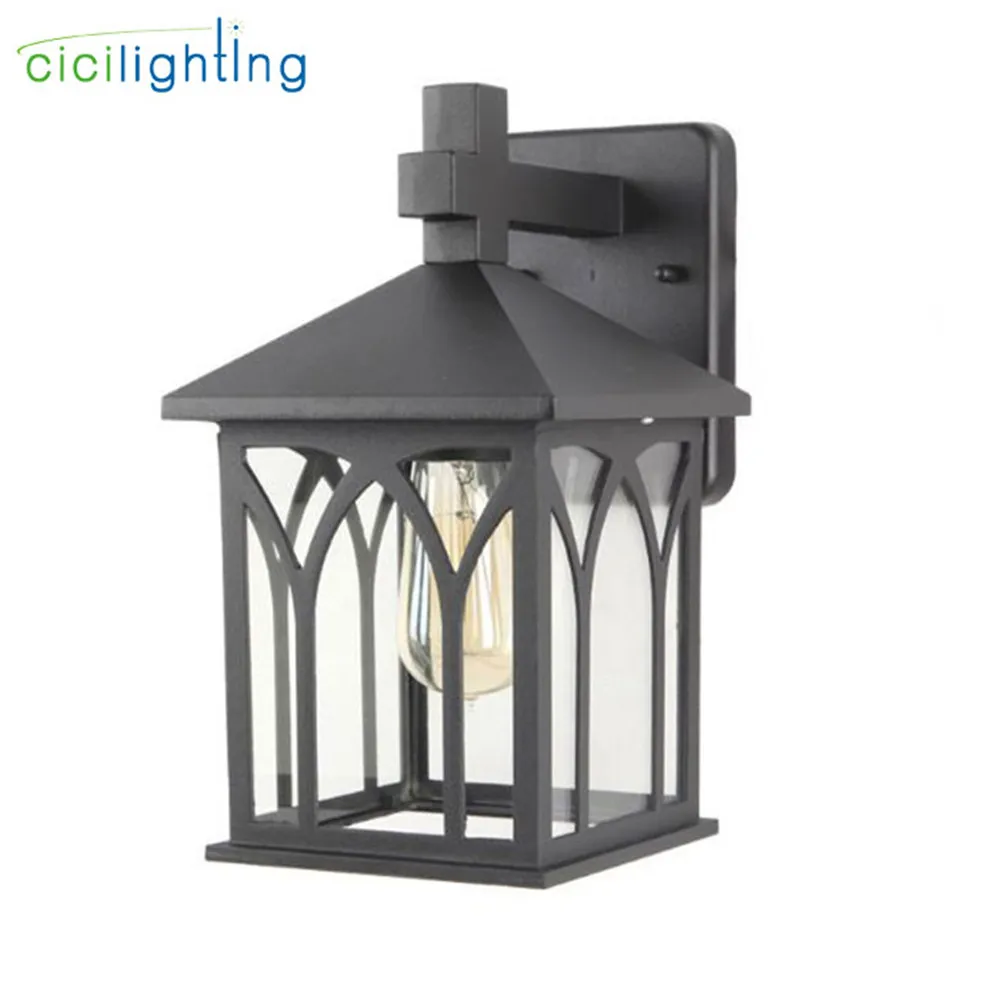 

Matter Black E27 Porch Lamp, Outdoor Wall Lamp Waterproof European Retro Loft Industrial Nordic Exterior Wall Light