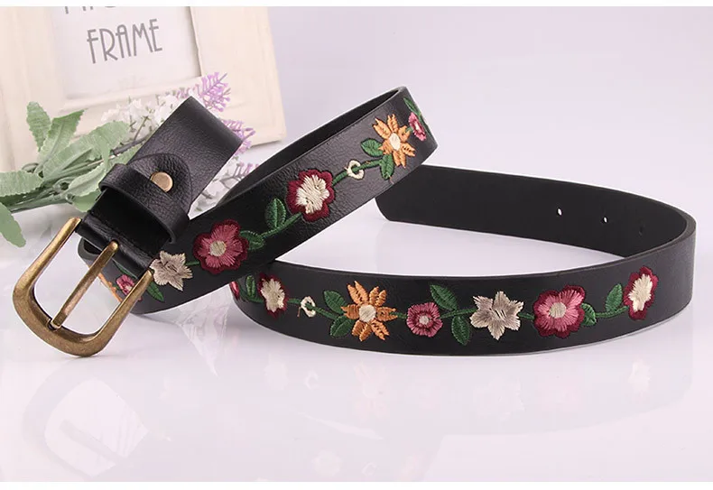 New Embroidered Flower Decoration Ladies Belt Retro Fashion Women\'s Classical Chinese Style belt