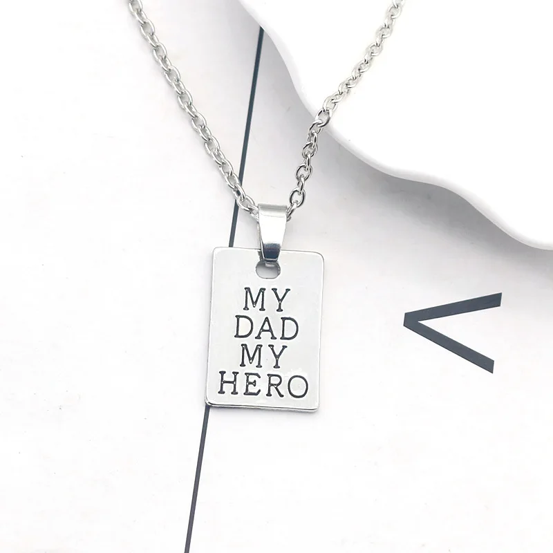 Hot Sale Father\'s Day Gifts My Dad My Hero Pendant Necklace Chains Father Daddy jewelry