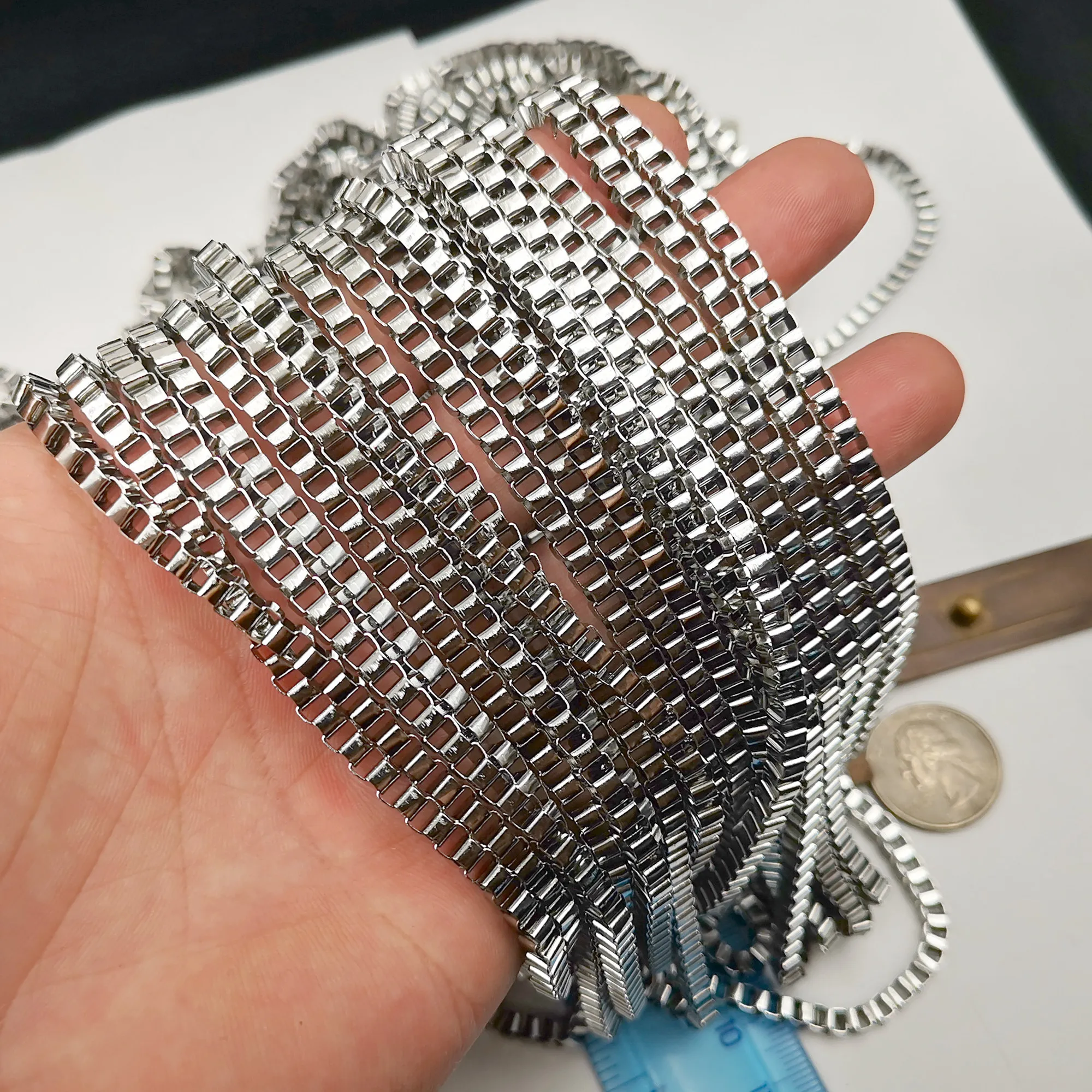 Lot 5meter Huge 4mm Box Link Chain Stainless Steel Jewelry Findings Marking DIY Silver