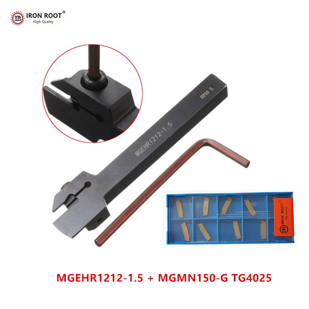 IRON ROOT 1P MGEHR1212-1.5 / MGEHL1212-1.5 Grooving Tool Holder +10P MGMN150  CNC Carbide Insert  Metal Lathe Cutting Turning