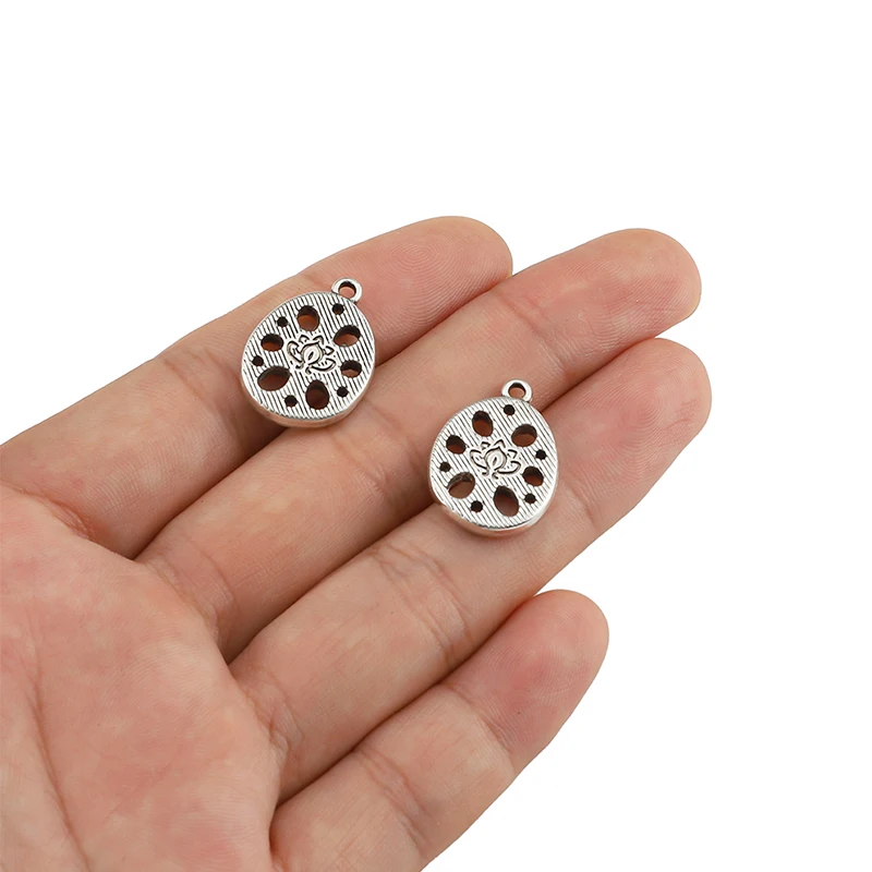 

10pcs 20x14mm Vintage Silver color Flowers Alloy Pendant Charm For Jewelry Making DIY Charm