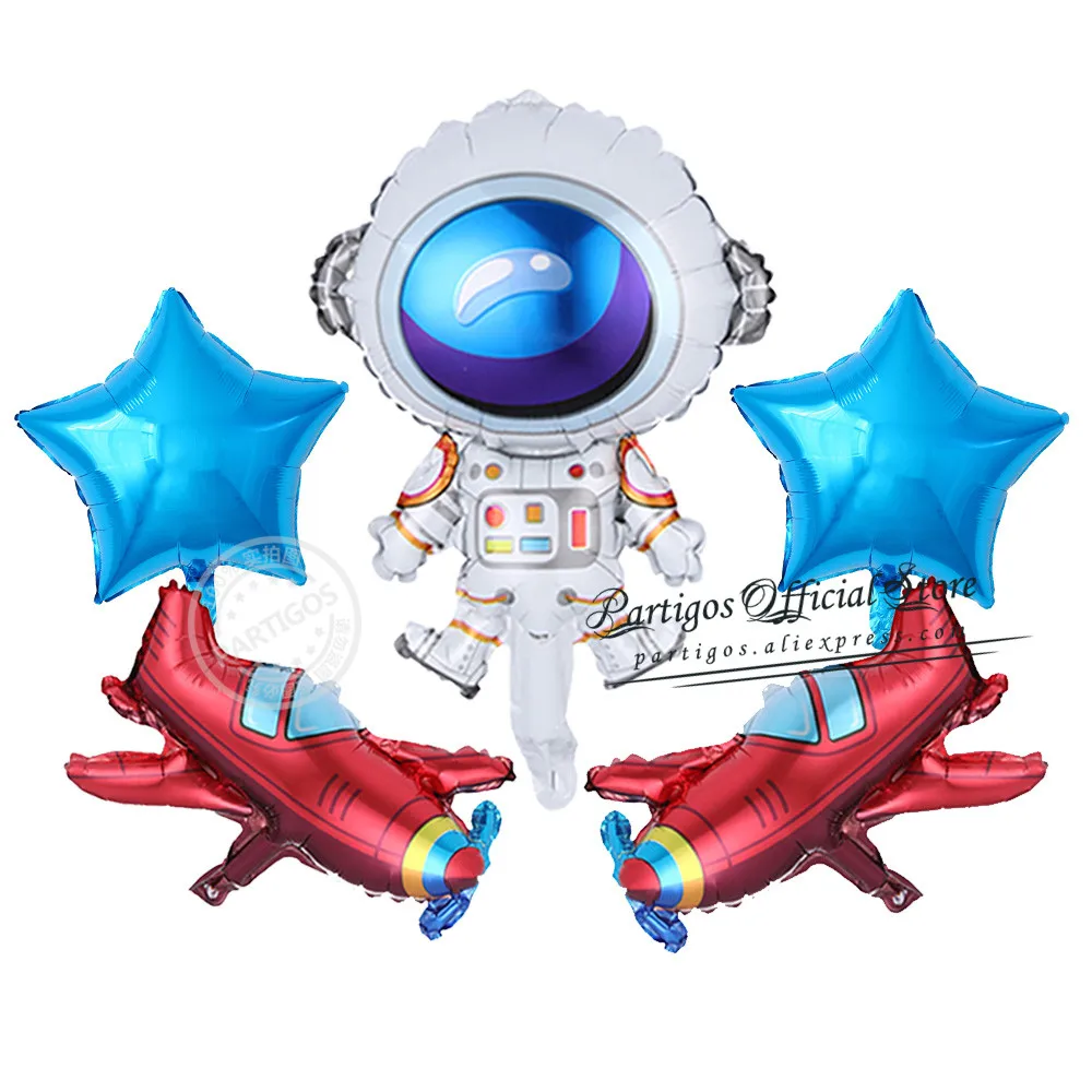 5Pcs/Set Minisize Outer Space Theme Astronaut Rocket foil balloons 10Inch Star Globos Kids Toy Boys Birthday Party decorations images - 6