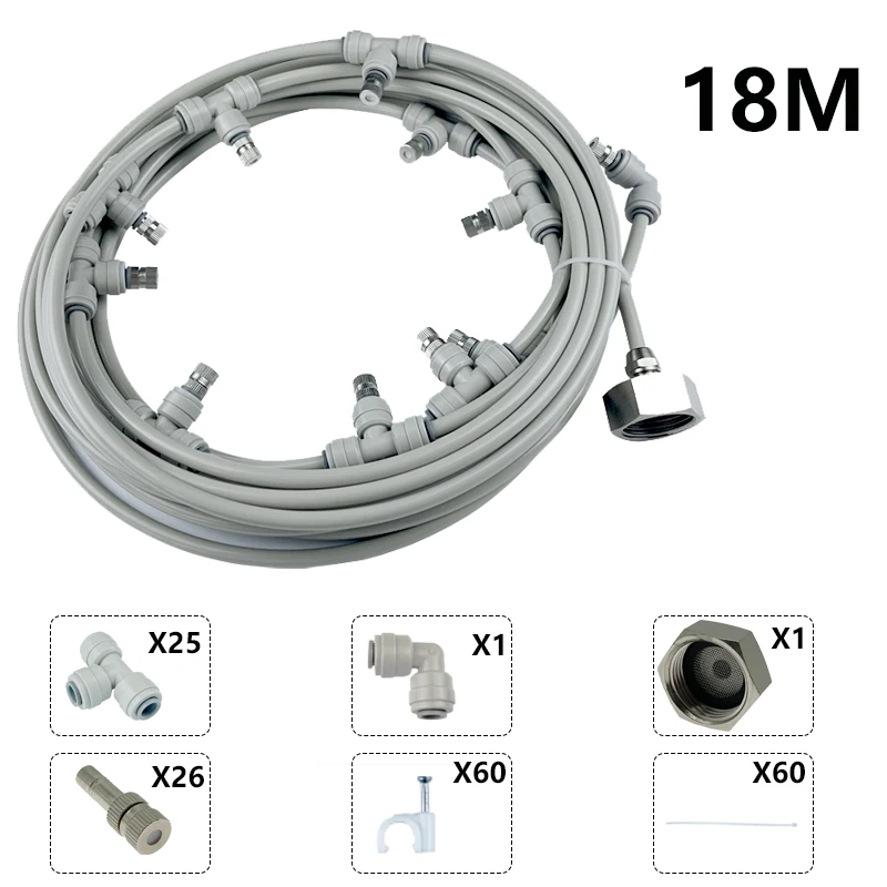Zestaw do natryskiwania wody 6-18M mokra mgła nebulizator ogrodowy zewnętrzny system zamgławiania mgła wodna do nawilżania szklarni chłodzenie patio