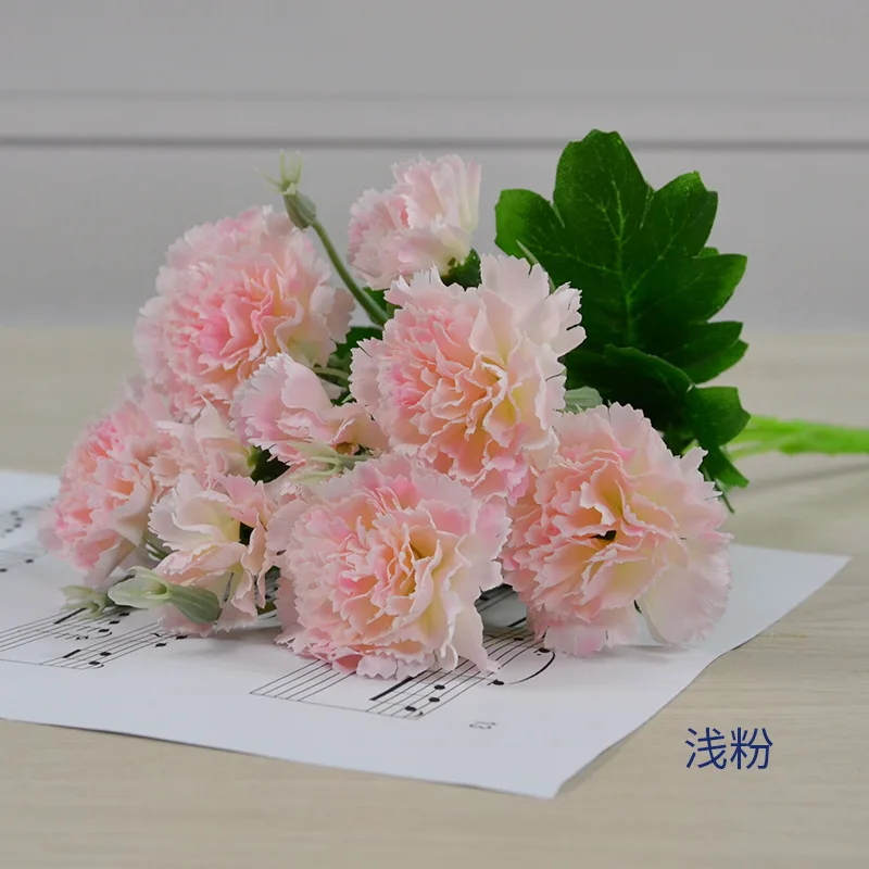 1Pcs Simulation 10 Head Carnation Bouquet Mother\'s Day Gift Artificial Flowers Carnations Home Decoration Accessories Floral