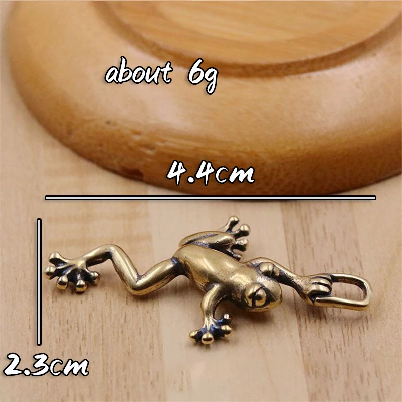 Vintage Pure Brass Climbing Frog Car Key Ring Hanging Jewelry Fashion Copper Keychain Jewelry Accessories Keyrings Pendants Gift