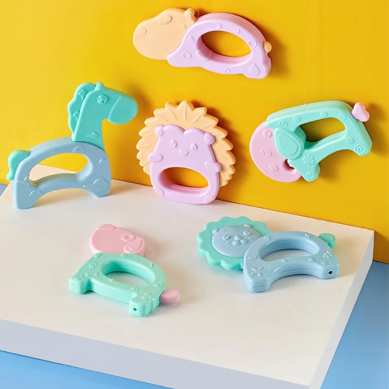 

10pcs/Set Baby Toys Educational Food Grade Silicone Teether Early Education Boiled Teether Rattle Baby Molar Toy 0-2Y