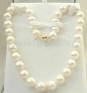 Free Shipping 10-11MM Australian white south sea shell Freshwater Pearl necklace 18“ 14k/20 gold clasp