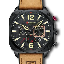 CURREN Sport Watches for Men Luxury Brand Blue Military Genuine Leather Wrist Watch Man Clock Fashion Chronograph Wristwatch