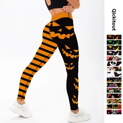 Moda Halloween mujeres Leggings estampado de calabaza cintura alta elasticidad 3D Legging moda femenina para pantalones para correr al aire libre