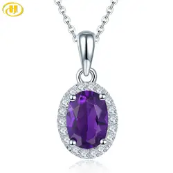 Hutang Genuine Purple Amethyst 925 Silver Pendant Solid 925 Sterling Silver Chain Fine Elegant Gemstone Jewelry for Women