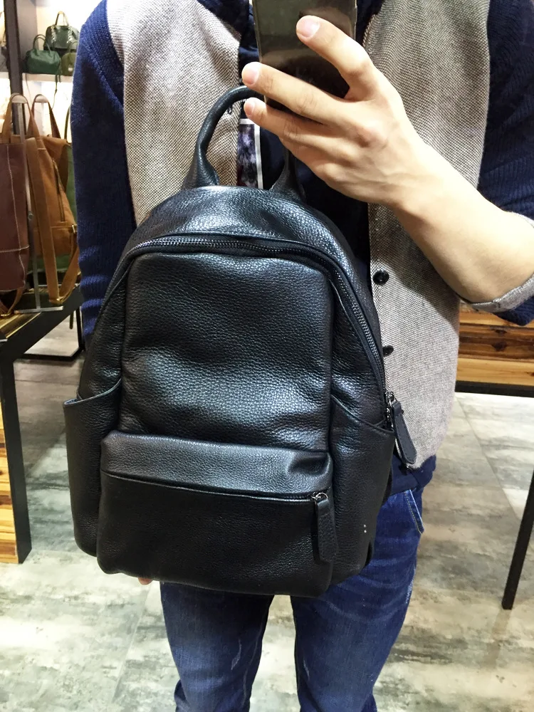 

WOHENRED Brand Backpack Women Genuine Leather Bags Classic Black Student's Schoolbag Fashion Lady Daily Knapsack High Quality