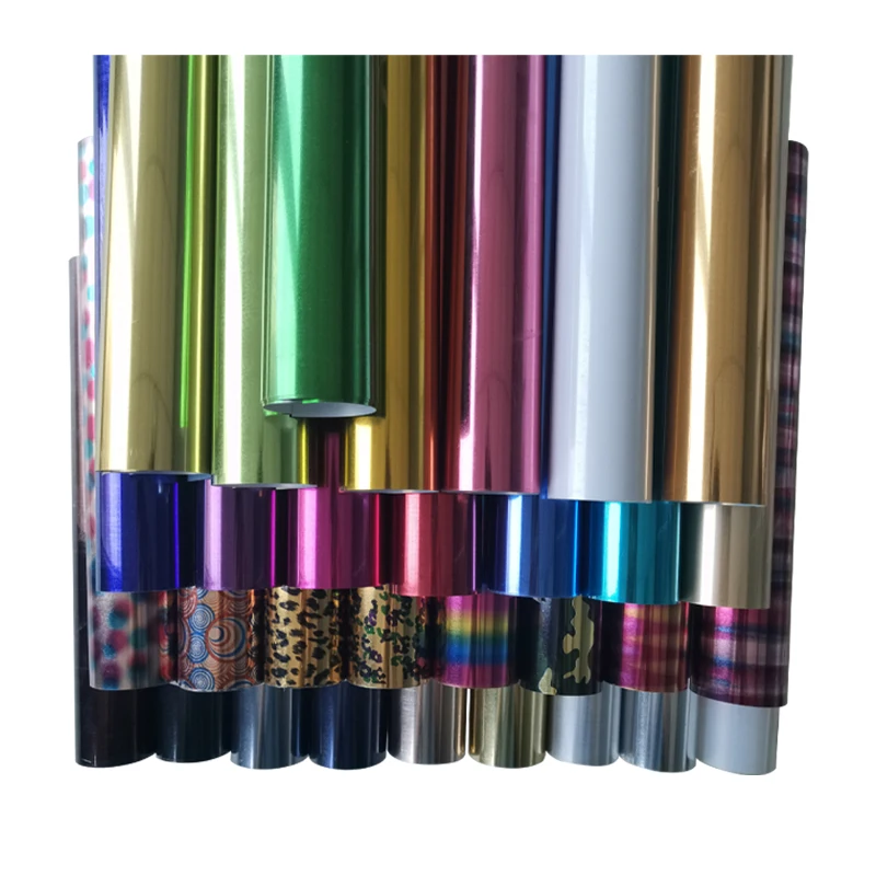 Wholesale 25cm X 20cm PET Metallic Heat Transfer Vinyl Roll Iron On Vinyl For Cutting Machines HTV Vinyl Film