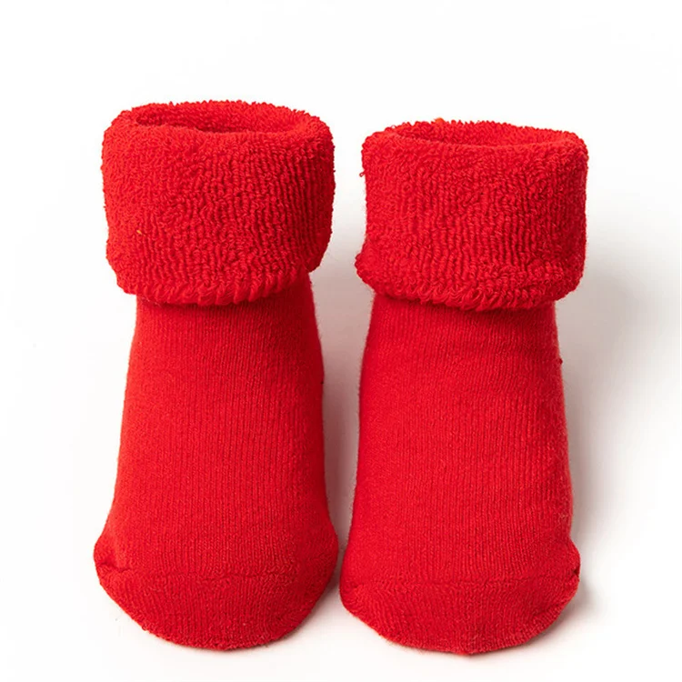 Lawadka 0-3T Winter Thick Infant Socks for Girls Boys Kids Christmas New Year's Socks Anti Slip Cotton Short Socks for Newborns