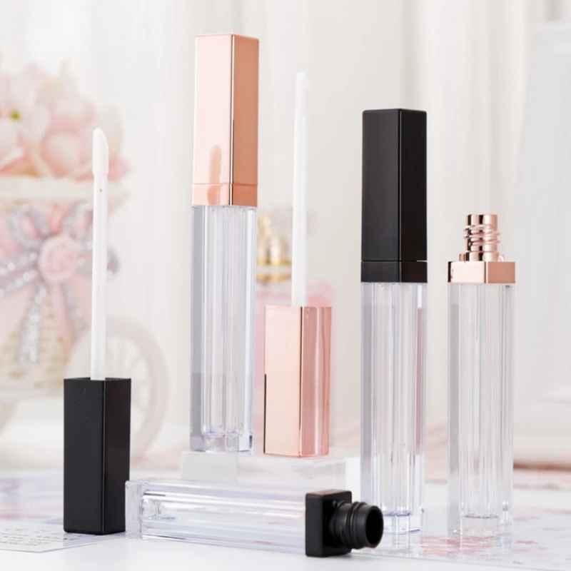 

5ML Lip Gloss Containers Empty Square Lip Gloss Tube Makeup Lip Oil Container Plastic Tubes Black Rose Gold color