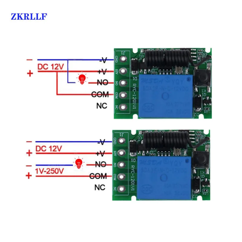 433Mhz Universal Remote Controls  DC 12V 1CH Relay Receiver Module RF Transmitter 433 Mhz Wireless Remote Control Switch Diy Kit