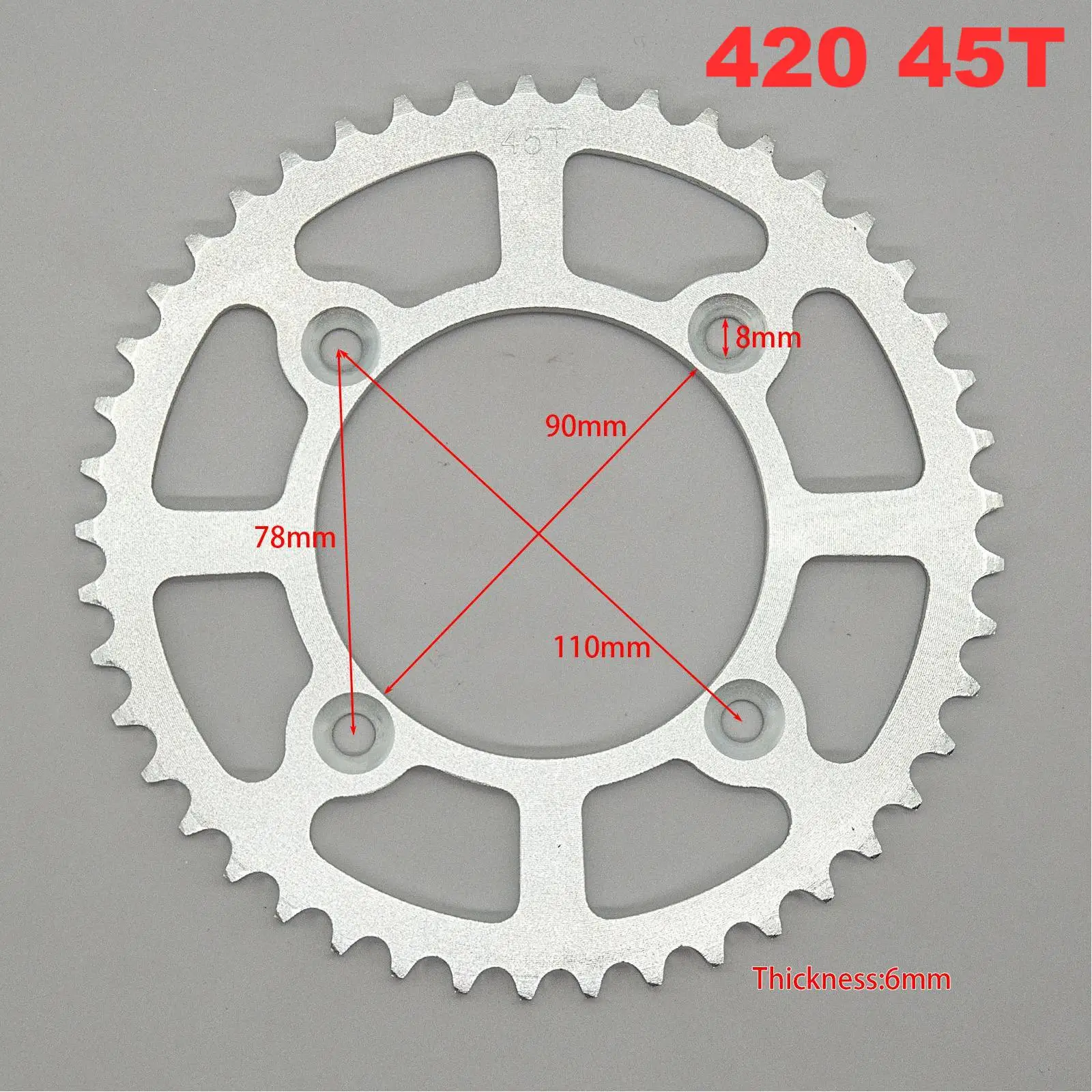 4 Holes 420 45T Teeth 90mm Rear Back Chain Sprocket Gear For Quad ATV Dirt Bike