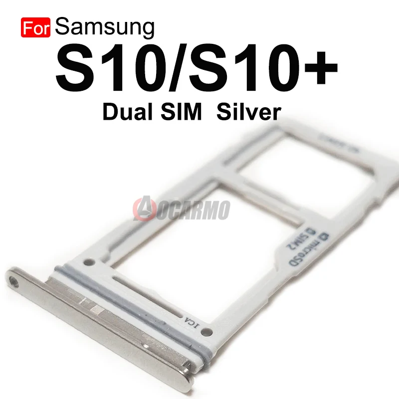 For Samsung Galaxy S10 Plus S10+ Dual & Single Sim Card Slot Tray Holder Sim Card Reader Socket Replacement Parts