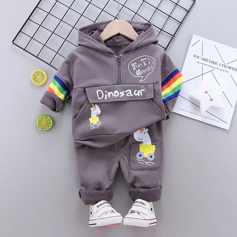 Felpa da bambino in cotone dinosauro felpa sportiva felpe con cappuccio Set di abbigliamento tuta per bambini tuta per bambini primavera autunno