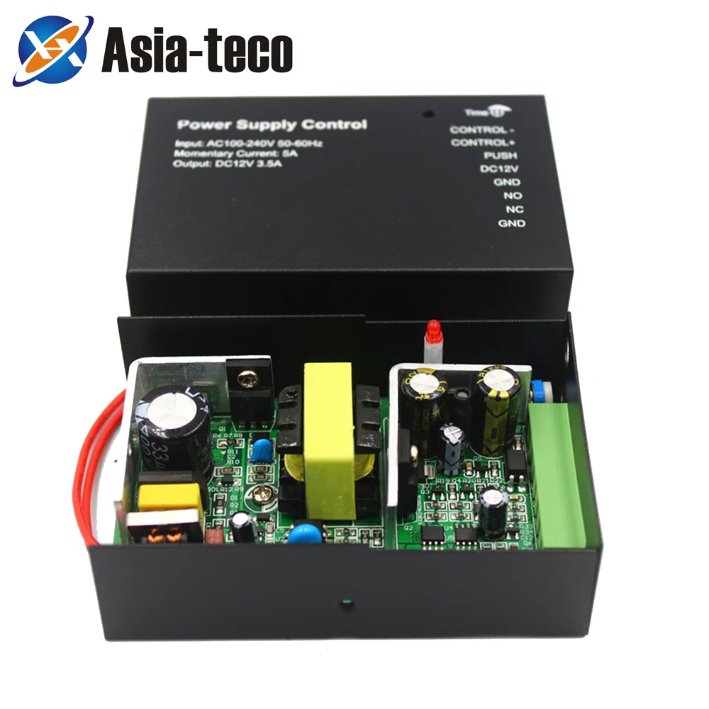 

DC 12V 24W 3.5A Door Access Control Power Supply Switch 3.5A Time Delay Adjustable AC100V-240V Input NO/NC Output