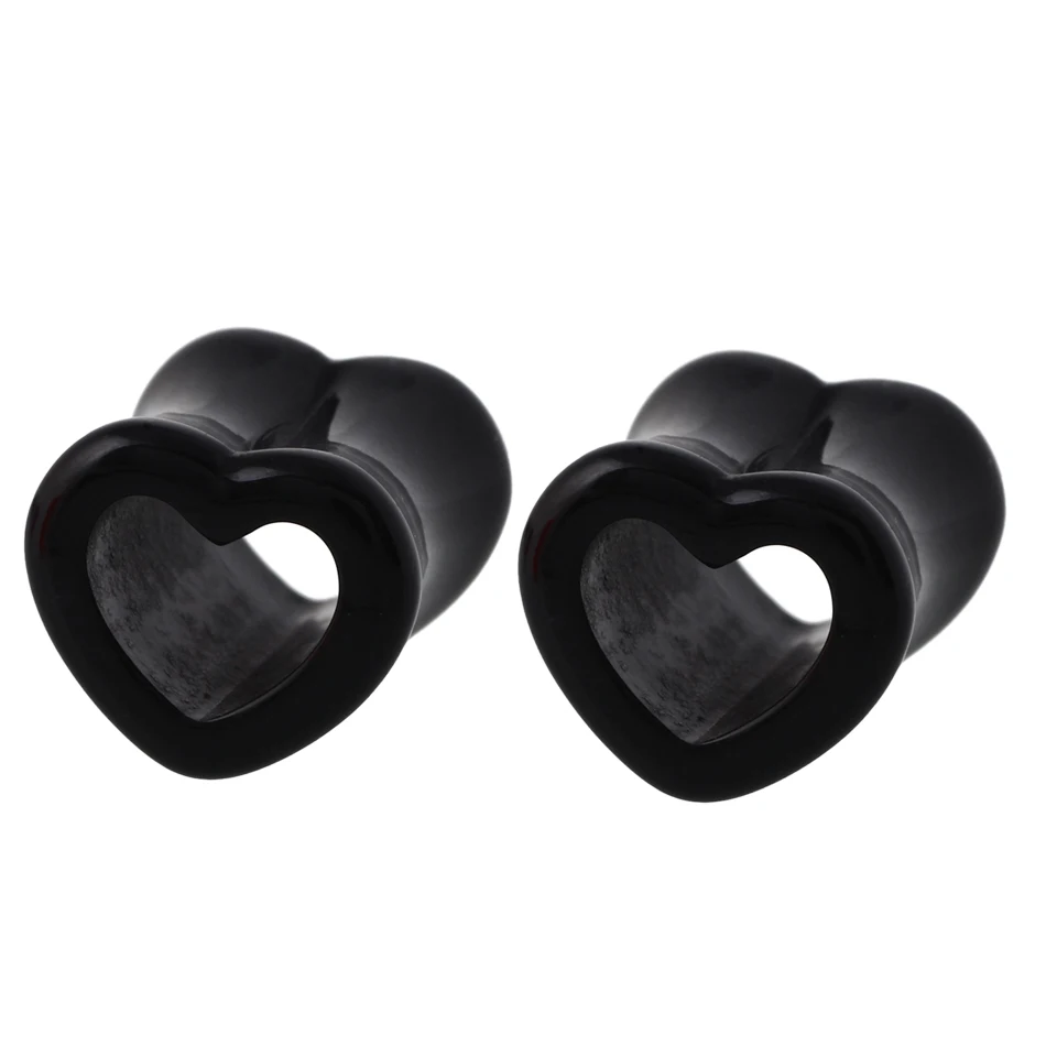 2pcs/lot Ear Piercings Ear Plug and Tunnel Heart Ear Flesh Plugs Earlet Gauges Piercing Body Jewelry Women Accessories 4MM-12MM