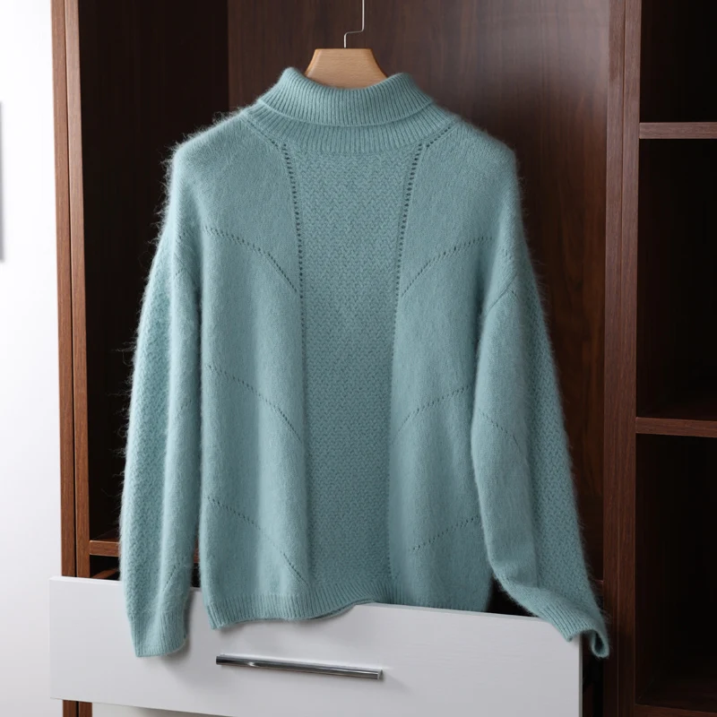 Sastre Sheep-suéter de cachemira de visón para mujer, jersey básico de cuello alto, 100%, muy cálidas, Tops de invierno