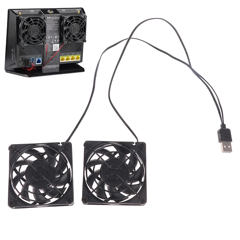 1Set Cooling Fan USB Fan Cooler for A-SUS RT-AC68U/AC86U/AC87U/R8000 Router 70x70x15mm