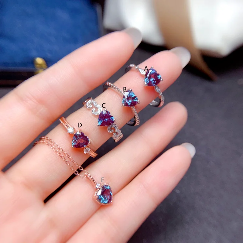 Sterling Silver Rings Alexandrite Rings for Women African Jewelry Wedding Rings for Couples Luxury Rose Gold Plating Party