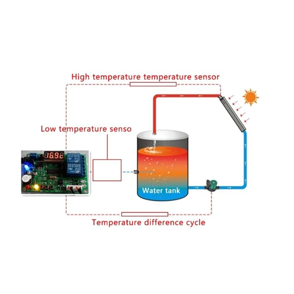 DC 5-24V High Precision Digital Display Intelligent Temperature Controller 0.36inch 4bit Digital Tube Waterproof Sensor Probe 1M