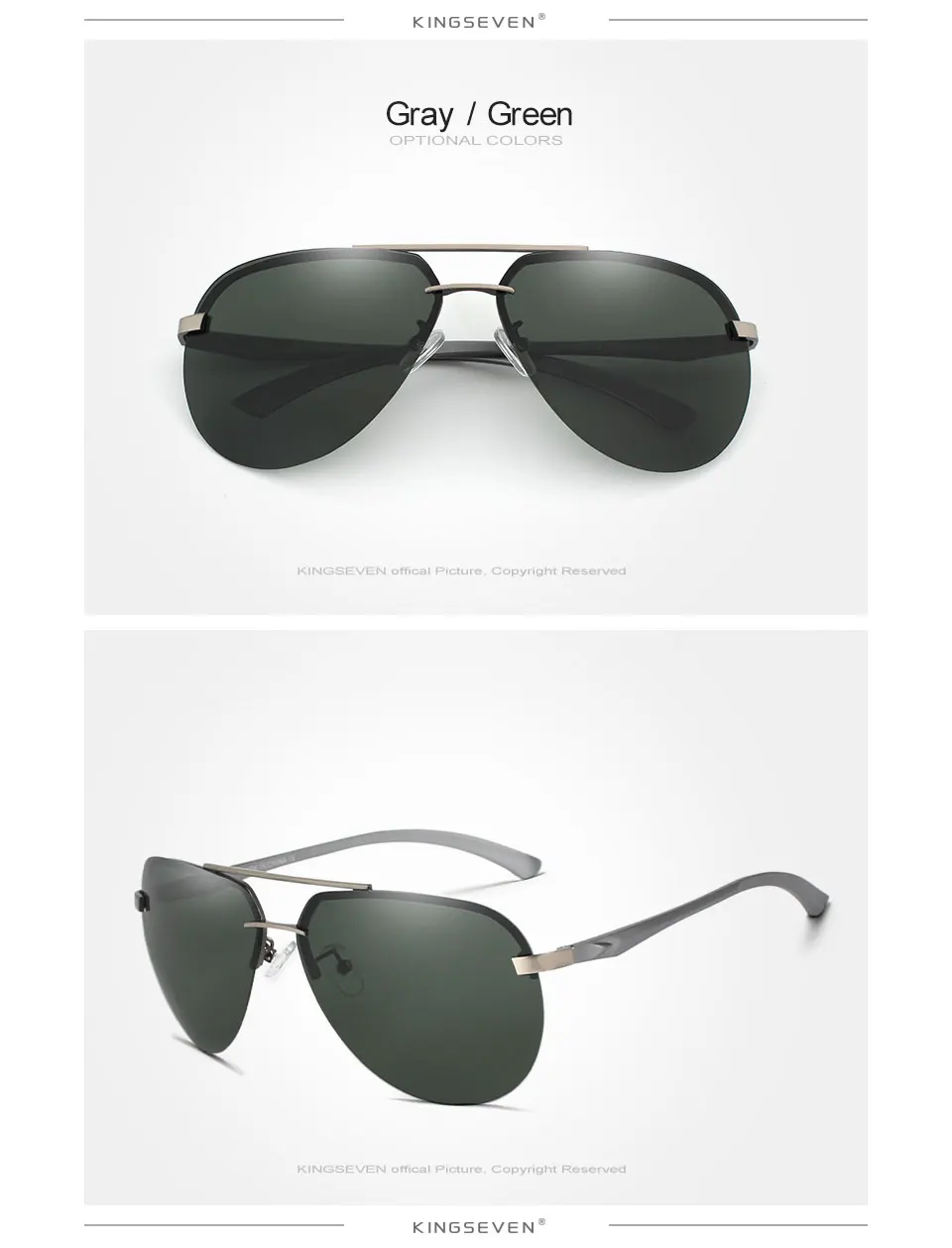 KINGSEVEN Randlose Piloten-Sonnenbrille, polarisiert, UV400, trendige Fahrbrille für Männer und Frauen, Retro-Mode, Outdoor-Brille – Detail 5
