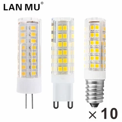 Lâmpada de milho LED para lâmpada halógena, G9, G4, luz LED, 3W, 4W, 5W, 7W, E14, 220V AC, SMD2835, ângulo de feixe 360, substituir, 30W, 40W, 60W, 10 PCes
