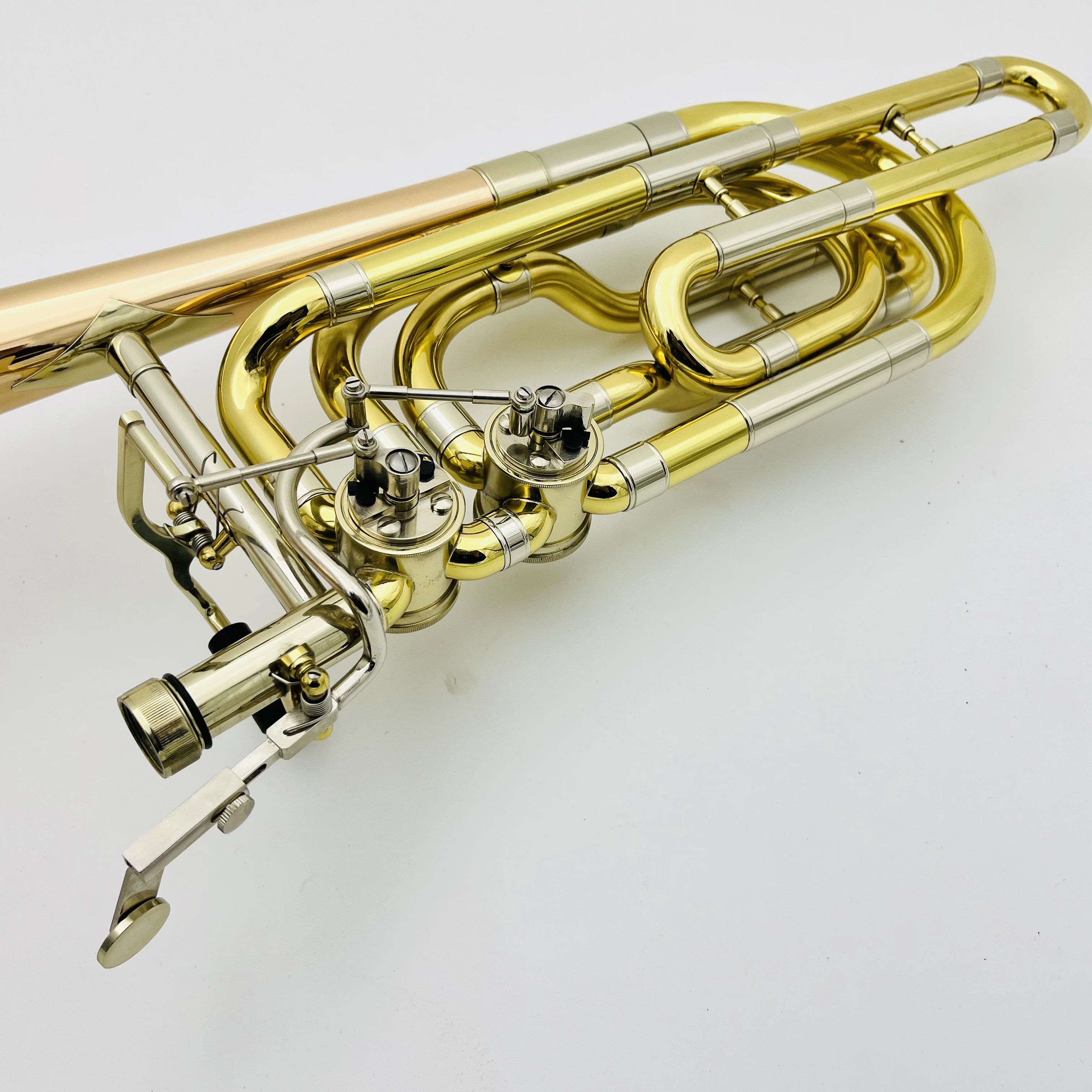 Custom Logo Bb/ F Trombone Double Color Double Piston Phosphor Bronze Material Professional Musical Instrument With Case