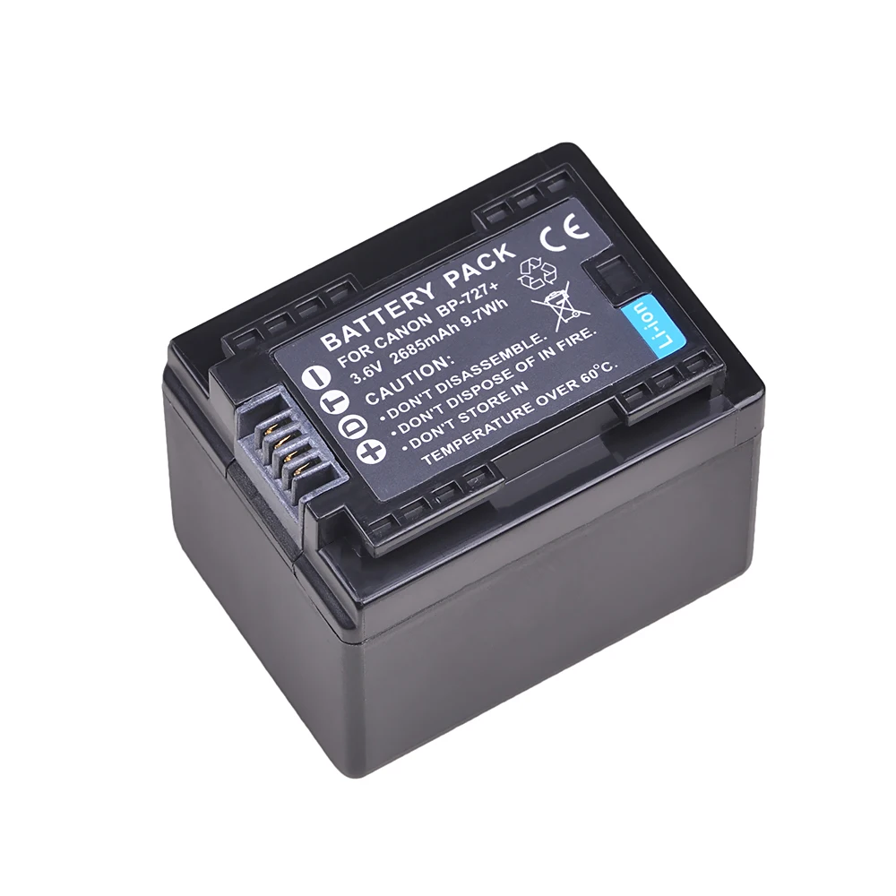 2685mAh BP-727 BP727 Battery for Canon BP 727, BP-718, BP-709, BP-745, VIXIA HF M50, HF M52, HF M500, HF R30, HF R32 Battery