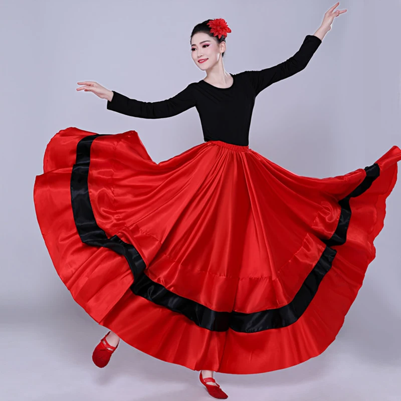 Mulher espanhol bullfight flamengo saia cigana barriga traje de dança de salão palco feminino equipe competição saias flamenco dl5155