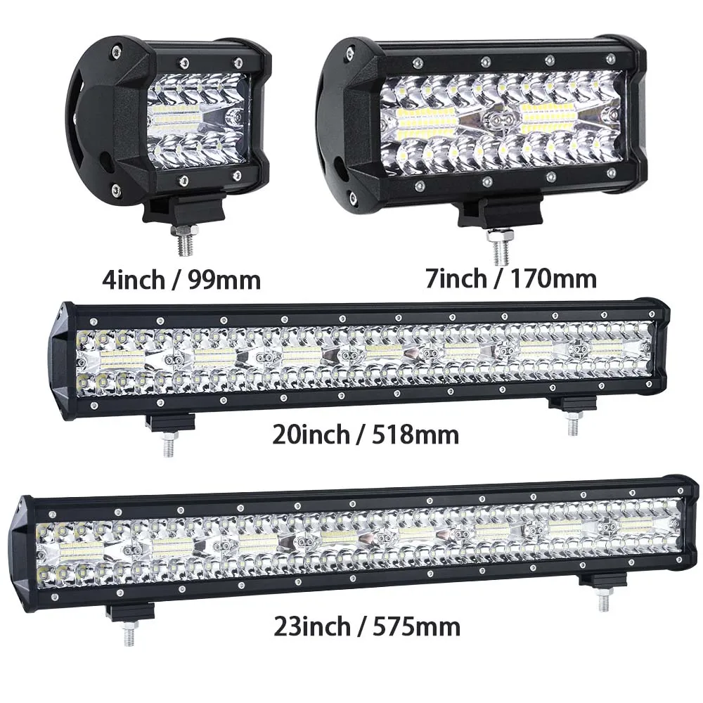 От 4 до 32 дюймов Real Power 3-рядная светодиодная панель Светодиодная рабочая световая панель для автомобиля Авто внедорожного грузовика 4x4 4WD ATV SUV Вождение мотоцикла 12 В