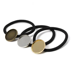 10pcs Hair Band Settings 20/25mm Cabochon Base Holder Hair Clips Elastic Band Rope DIY Women Hair Accessories For Jewelry Making