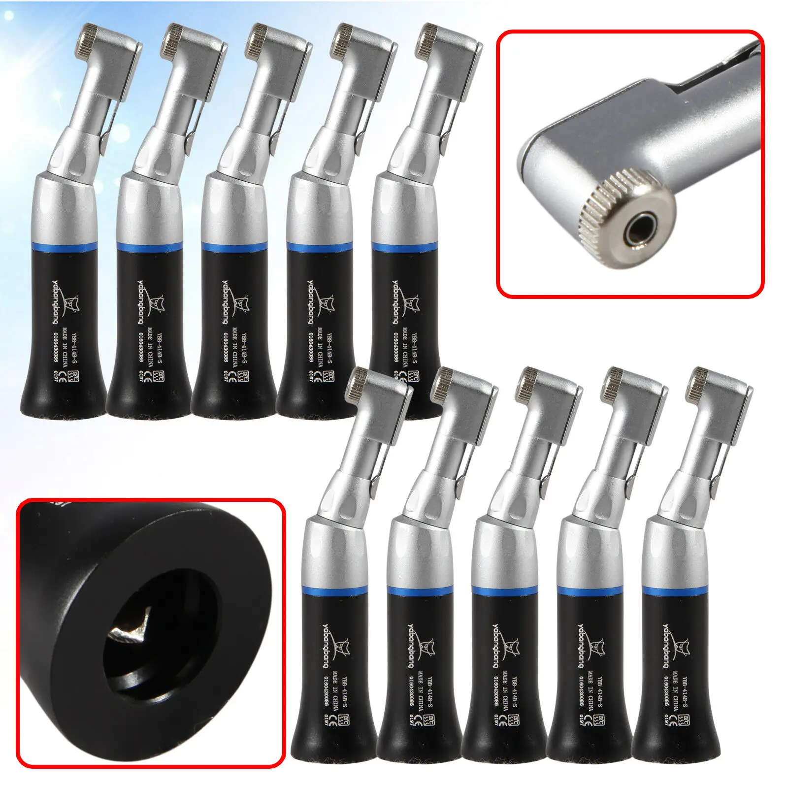 10 PCS  Dental Low Slow Speed Contra Angle Handpiece Latch Standard Type 1:1 Fit NSK For RA/CA  Burs 2.35mm