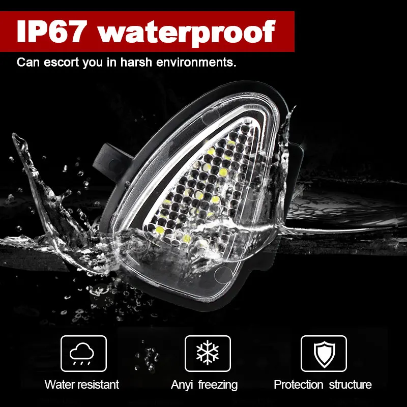 2pcs CANBUS White LED Under Mirror Puddle Light Bulbs for VW Golf GTi MK6 6 MKVI 2010-2014 Touran 2010-2019 Ampoule Led Voiture