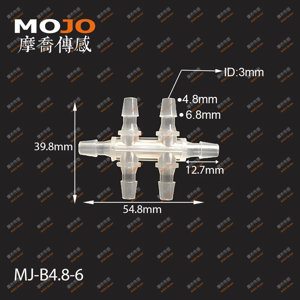 (100 шт./лот) MJ-B4.8-6 PP пластиковые соединители для шлангов 4,8 мм шестиходовой соединитель для труб с несколькими проходами