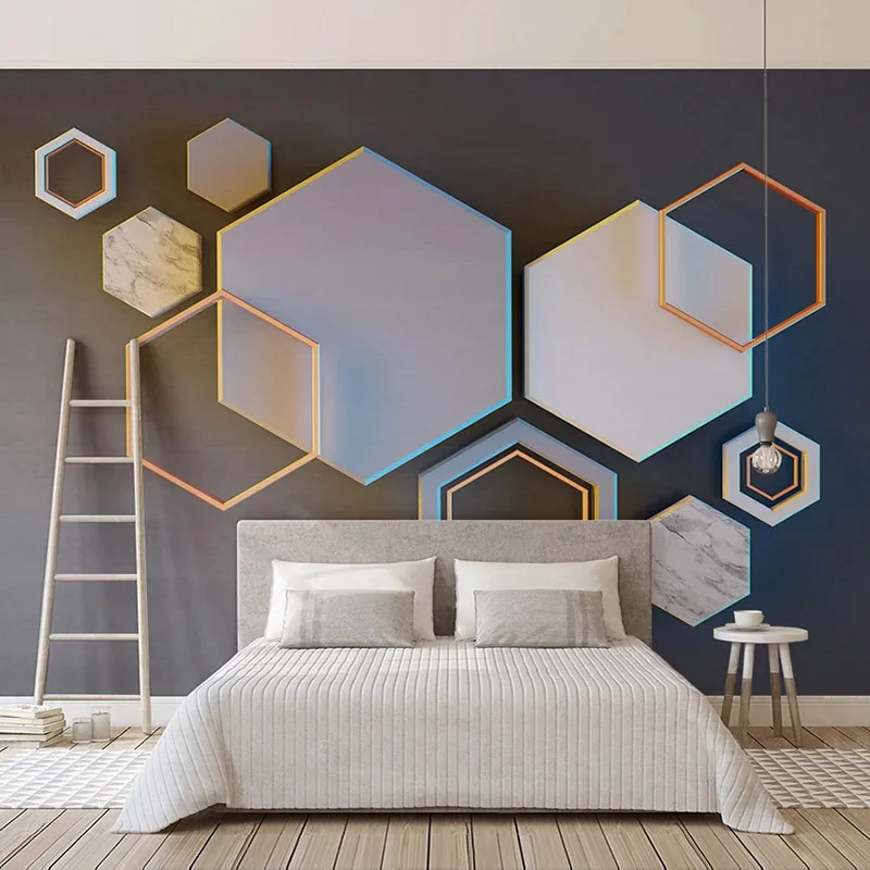 

Custom Mural Modern Design 3D Stereo Geometric Hexagon Mosaic TV Background Wall Painting Living Room Bedroom Photo Wallpaper